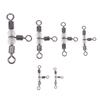 10Pieces Stainless Steel T-Turn 3 Way Fishing Connector Rolling Swivel Fishing Tackle Connector Luminous Beads Attract Fish