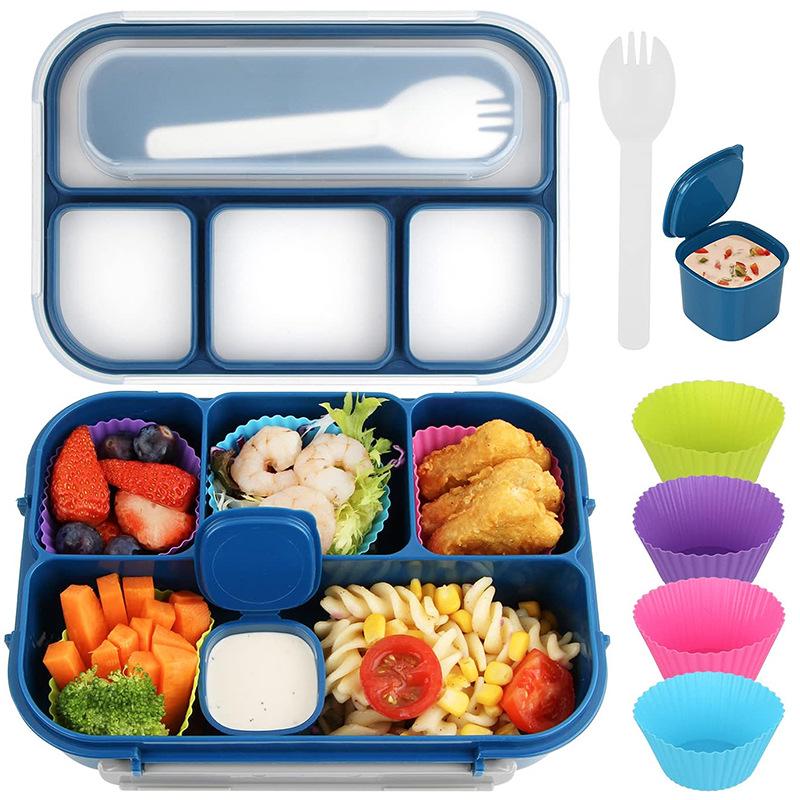 Set da 16 pezzi di portapranzo bento in plastica per studenti con scomparti adatti al microonde e stuzzicadenti per frutta