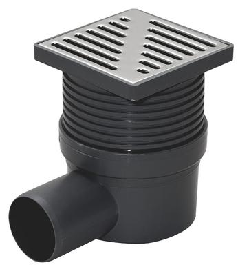 Kratka ściekowa 100x100 mm, Regulowana wysokość, Boczny odpływ