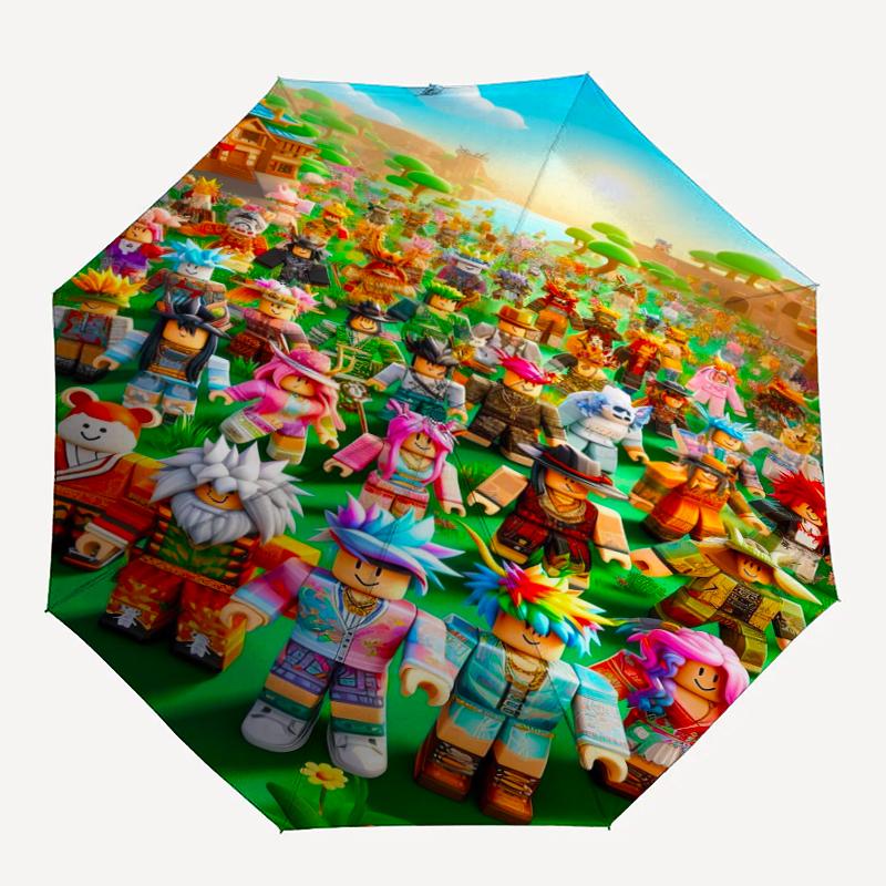Roblox Theme Automatic Umbrella, Lightweight & Portable, 8 Rib, Perfect for Outdoor Travel, Birthdays, Christmas, Gifts.