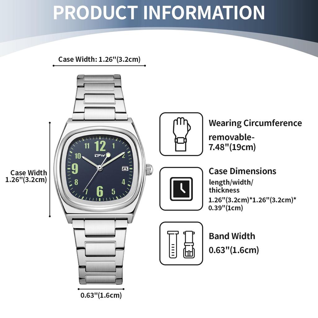 Square Watch Women Calendar Luminous Analog Display Cute Fashion Stainless Steel Band Waterproof Quartz Wristwatch Fashion Accessory - Birthday
