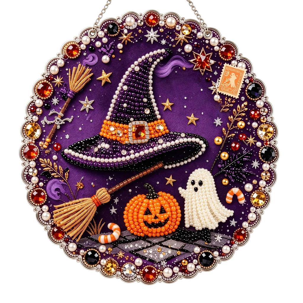 Halloween Acrylic Painting Hanging Ornament Set - Sign Kit for Home Party Decor