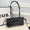 Glänzende PU-Schultertasche mit Schleife Elegante Schlanke Rechteckige Handtasche Gepunktete Unterarmtasche Reise
