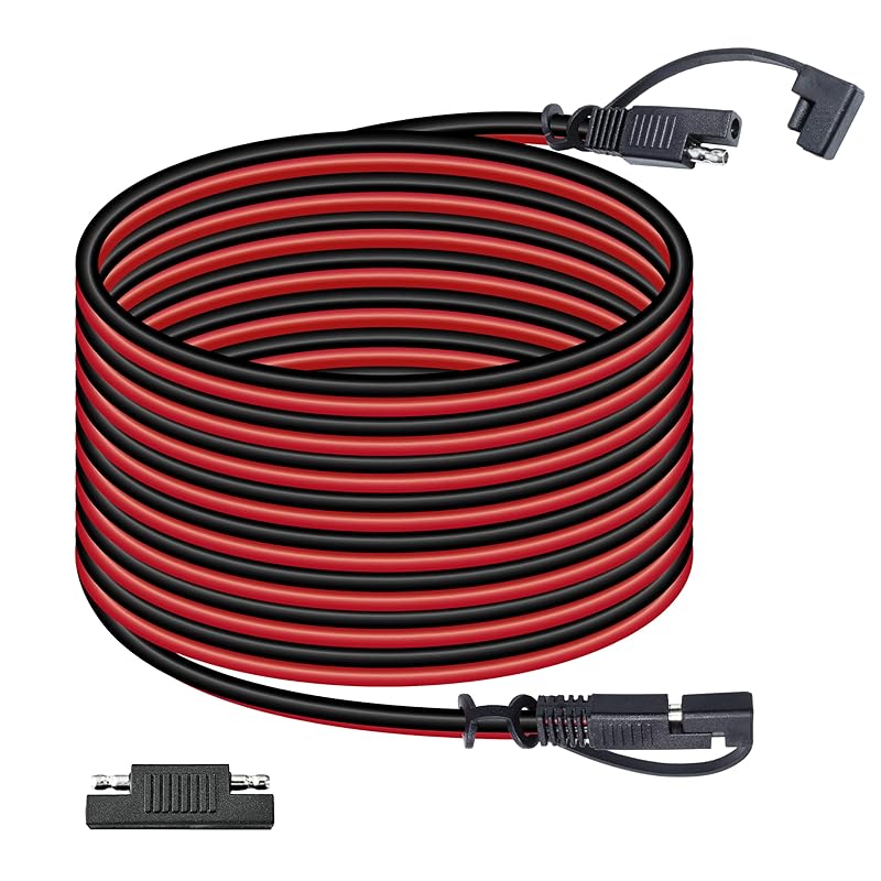 16AWG 12FT Battery Charger Cable, SAE To SAE Terminal Quick Disconnect Harness, 2 Pin Connectors Extension Cables Cord For Car, Motorcycle, Solar