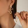 IngeSight.Z Minimalist Irregular Hollow Geometry Metal Stud Earrings Punk Statement Gold Color Earring Women's Charm Ear Jewelry