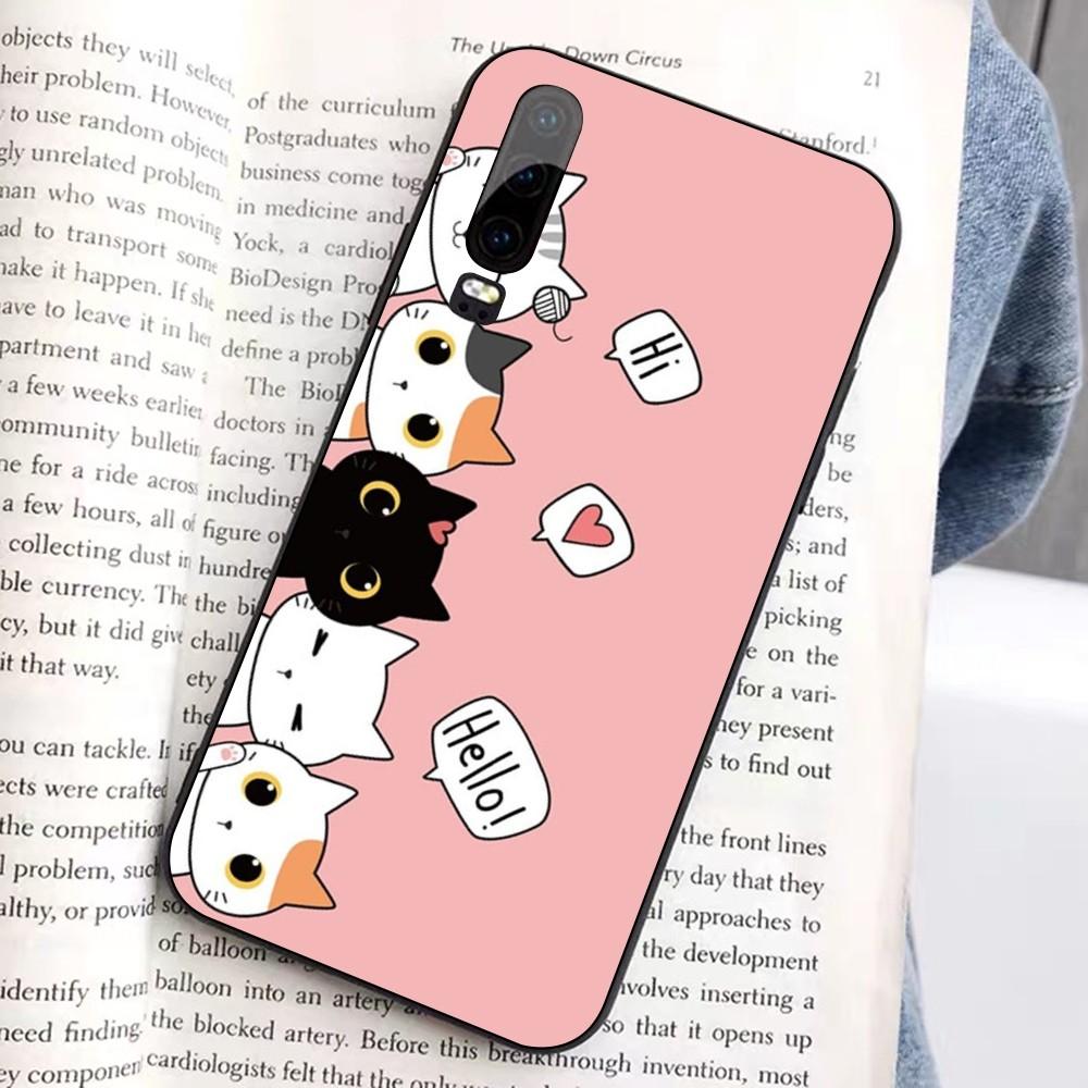 Cartoon Cute Cats Background Phone Case For Huawei Honor 10 Lite 9 20 7A 9X 30 50 60 70 Pro Plus Soft Silicone Cover