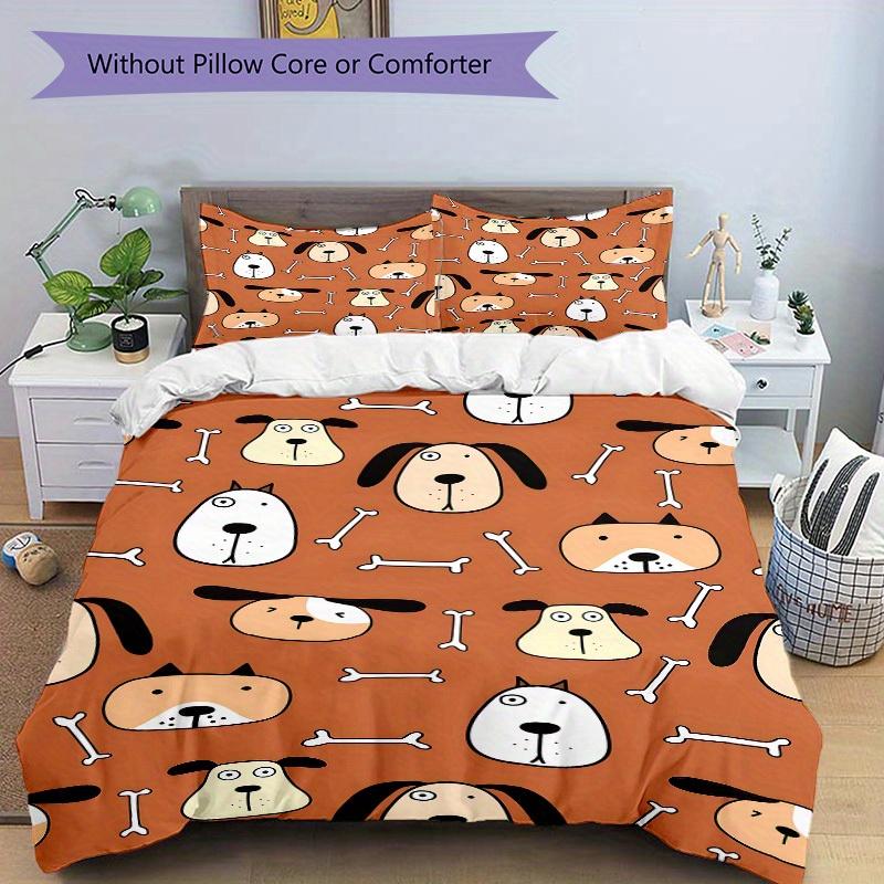 3pcs Dogs, Bones Bedding Set, Breathable and Soft, Suitable for All Seasons, Ideal for Home Use, Suitable for Bedroom Decor 21163