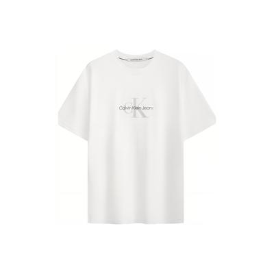 Calvin Klein Embroidered Logo Oversized Crewneck T-Shirt Unisex Tops White J322847-YAF
