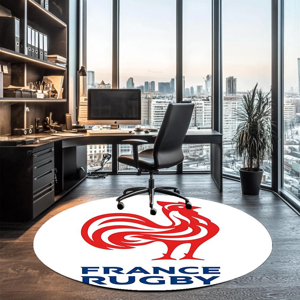 France Rugby Printed Round Rug Carpet Chair Rug Area Rug Entryway Doormats,for Office Chair Living Room Bedroom Kitchen Room.