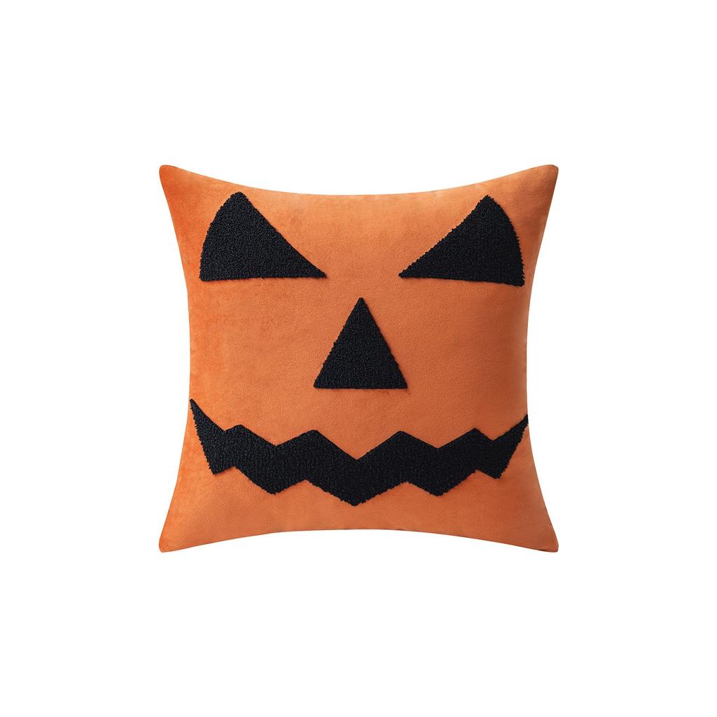Halloween Embroidery Pillowcase Home Holiday Decoration Sofa Pillow Cover Living Room Plush Orange Cushion Covers 45x45