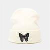 Embroidered Butterfly Knitted Pullover Hat Windproof Ski Bonnets Hat Winter Warm Skullcap
