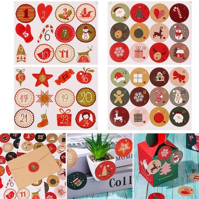 Selbstklebende Weihnachtsdekoration Papieraufkleber Weihnachtsetikett Adventskalender-Nummer Verpackungsetiketten
