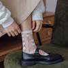 Sweet Floral Print Mid-calf Socks Ultra-Thin Crystal Silk Socks  Casual Wear