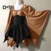Women Long Sleeves Dress Medieval Vintage Fairy Elf Costume Bell Sleeve Retro Waist Cinching Patchwork Dress for Halloween Cosplay