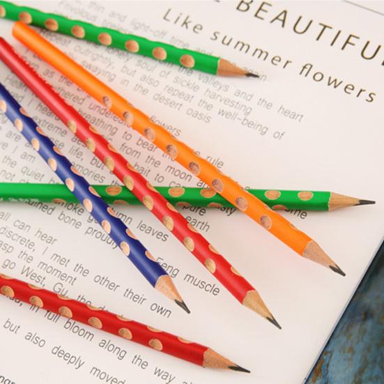 12Pcs Triangle Grip Pencil Set with Ergonomic Finger Holes Students Lead-free Pencil