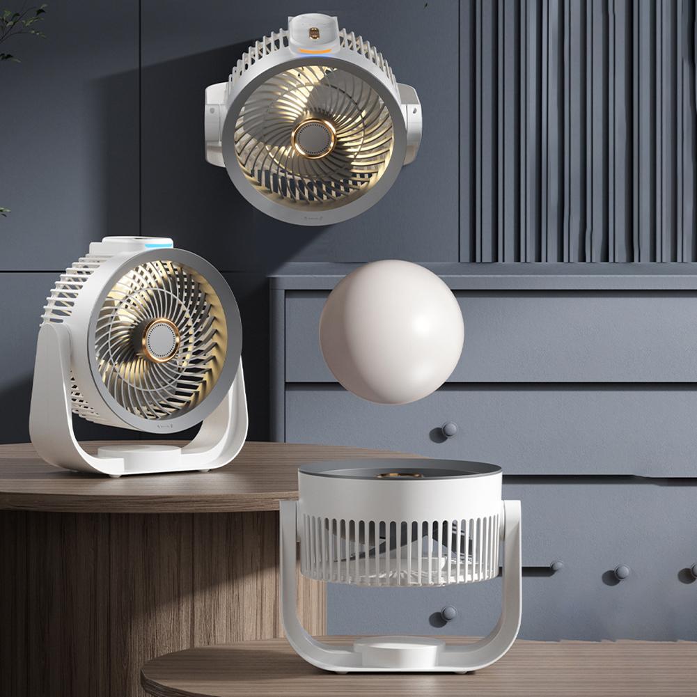 USB Charging Foldable Table Fan Low Noise with LED Light Electric Fan Circulator Air Circulator Fan for Camping Home Room Office