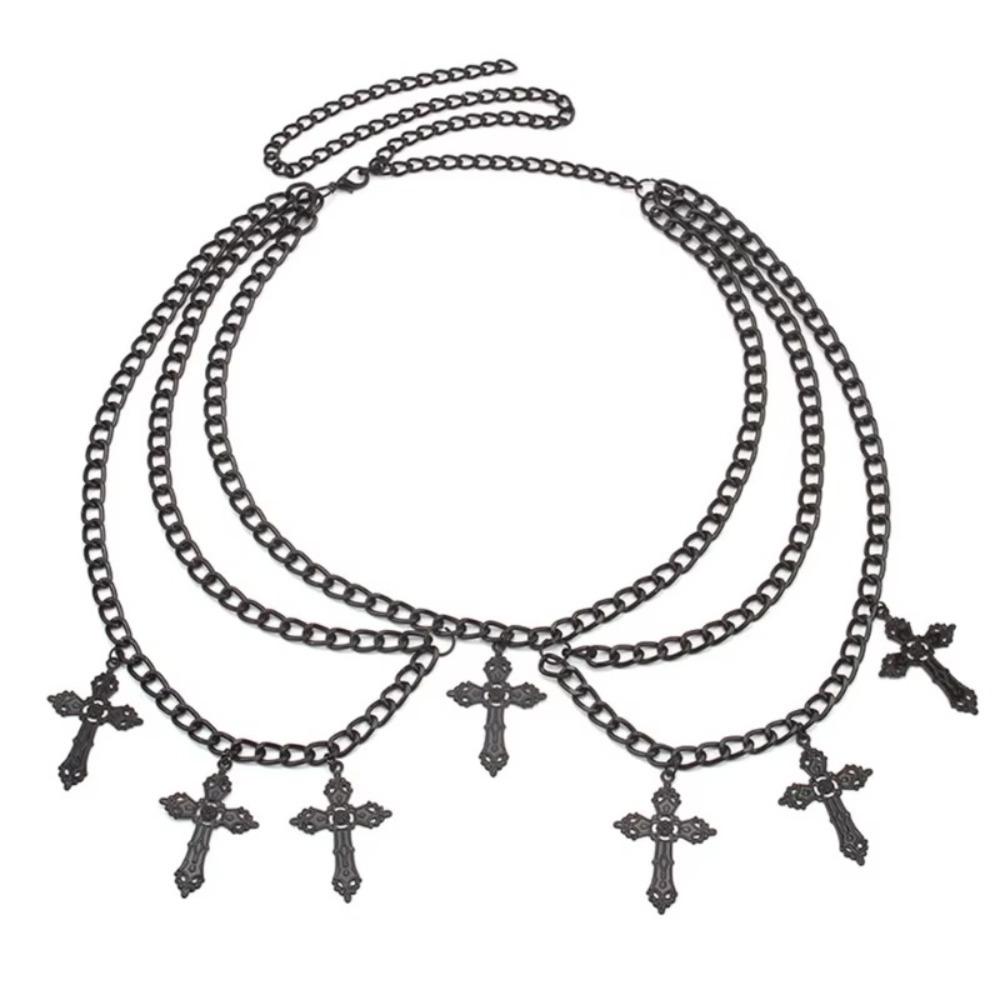 Elegant Cross Waist Chain Metal Body Chains Fashion Punk Waist Chain  Unisex