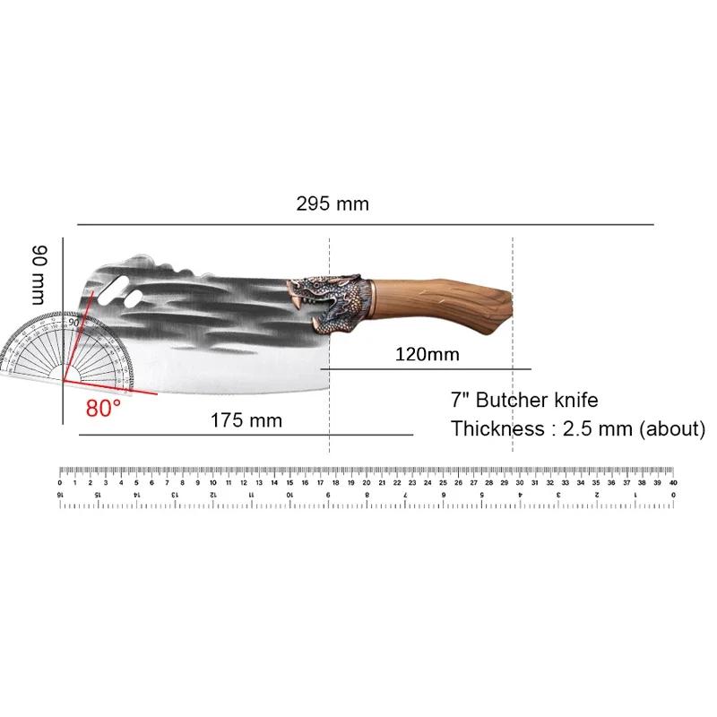 Cleaver Butcher Knife Chef Chopping Vegetable Meat Cleaver Knife Stainless Steel Knives Hand Forge Plastic Handle Kitchen Knives