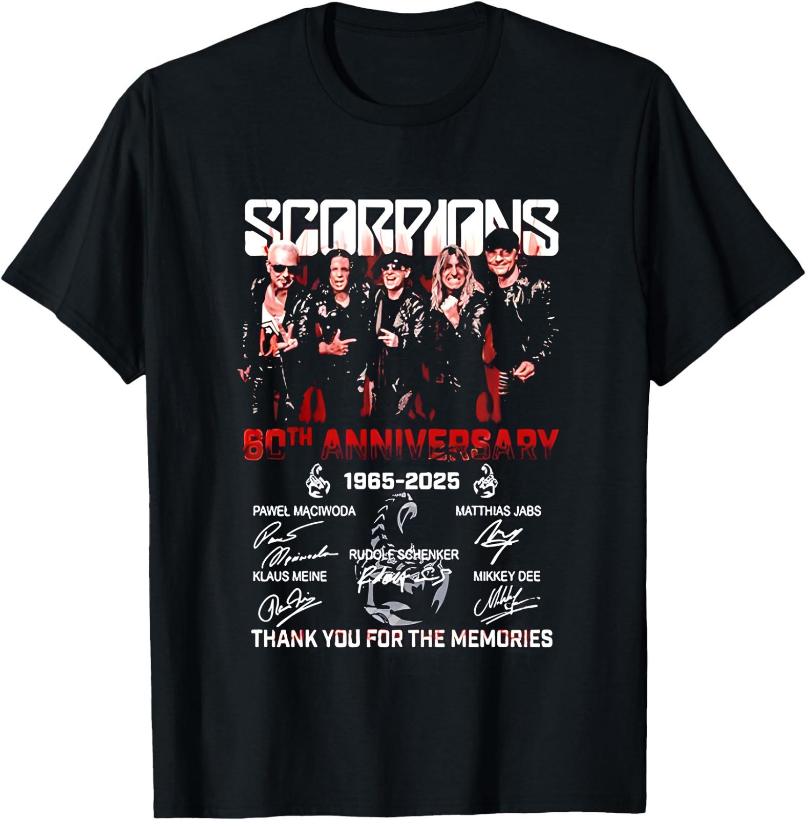 Scorpions 60th Anniversary 1965-2025 T-Shirt, Rock Band Heavy Metal Shirt S разноцветный
