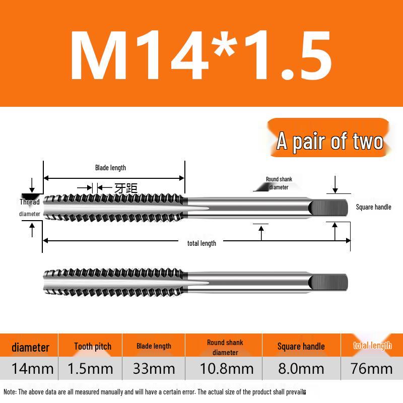 Feingewinde Handgewindebohrer M8-M20 Satz (5 Stücke)