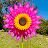 Sunflower Pinwheel 3-Tier Sunflower Garden Wind Spinner Ground Insert Yard Decor Windmill for Patio Lawn Decoration