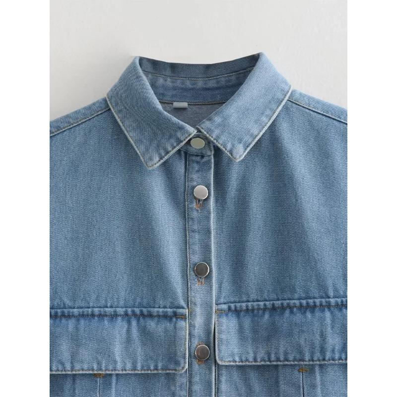 Giacche senza maniche da donna alla moda con tasche, gilet monopetto in denim con risvolto vintage, canottiere da donna