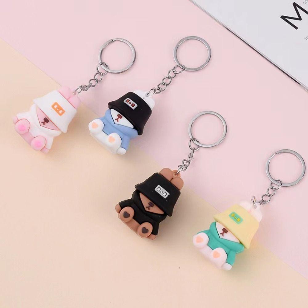 

PVC Sleeping Bear Pendant Bucket Hat Bear Hat Bear Car Key Chain Birthday Gift