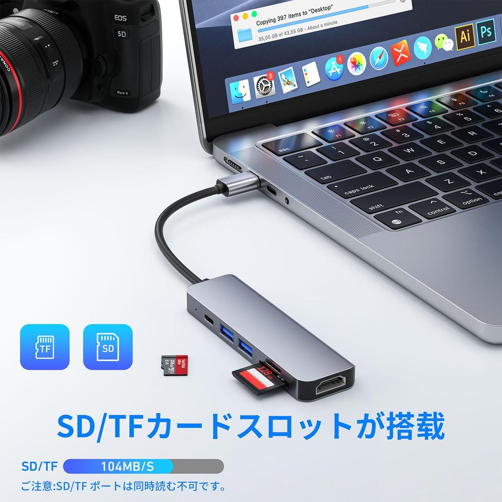 Hub with 4K HDMI Video PD 100W Fast USB Data and SD TF Card HDMI Type C Adapter for Working from No Setup Compatible with MacBook iPad Surface and