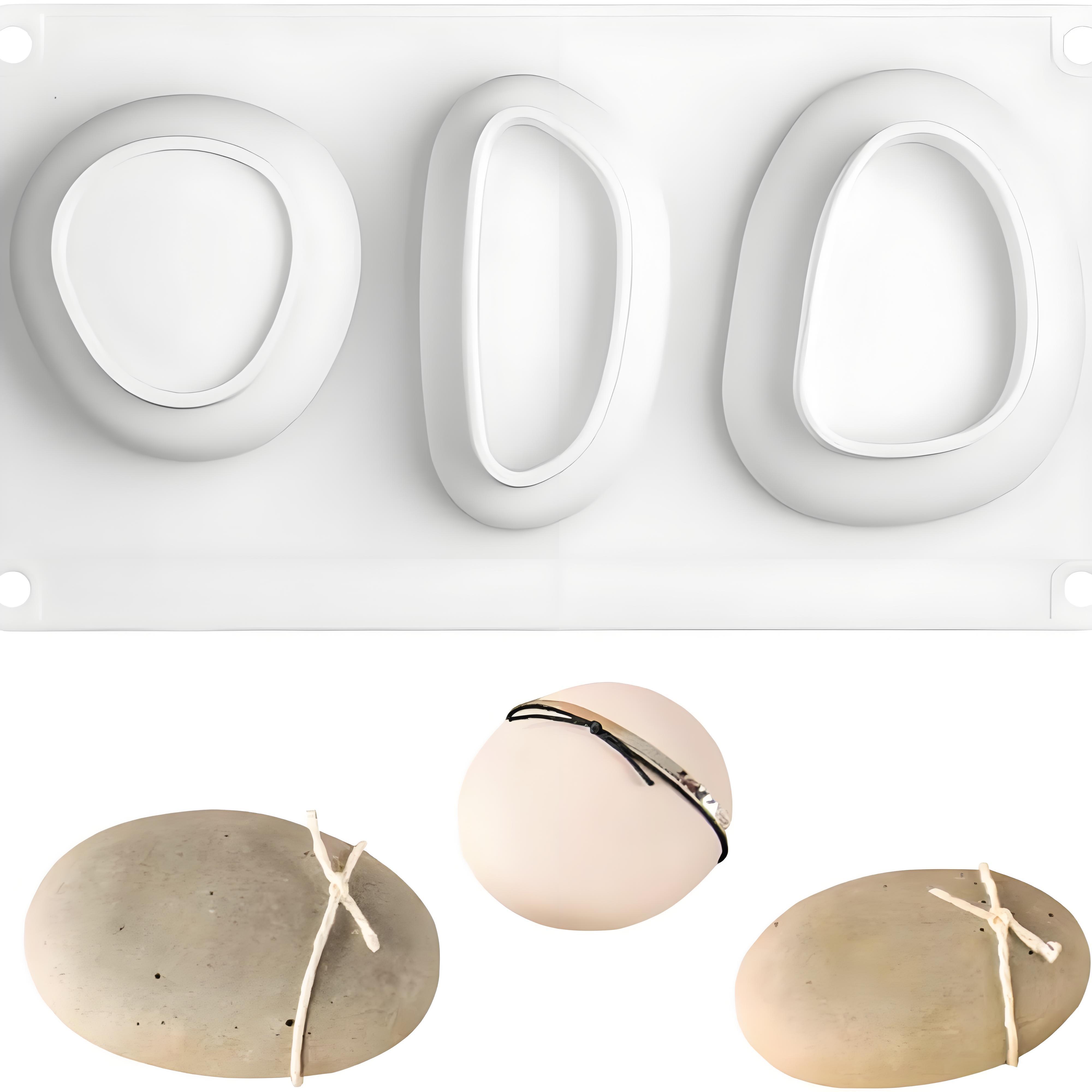 

1 шт. 3-отверстная многоразовая большая силиконовая форма из каменной смолы, подходит для смолы, гипса, глины, изготовления свечей светло-серый