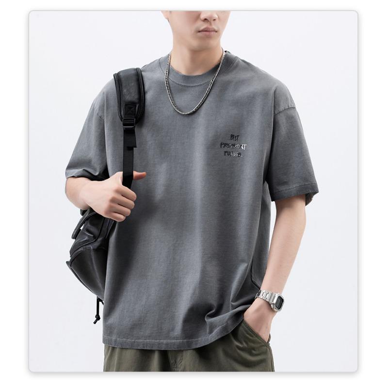 

Summer American High-density Knitted Loose Fashion Printed Men s T-shirt Short-sleeved 3XL