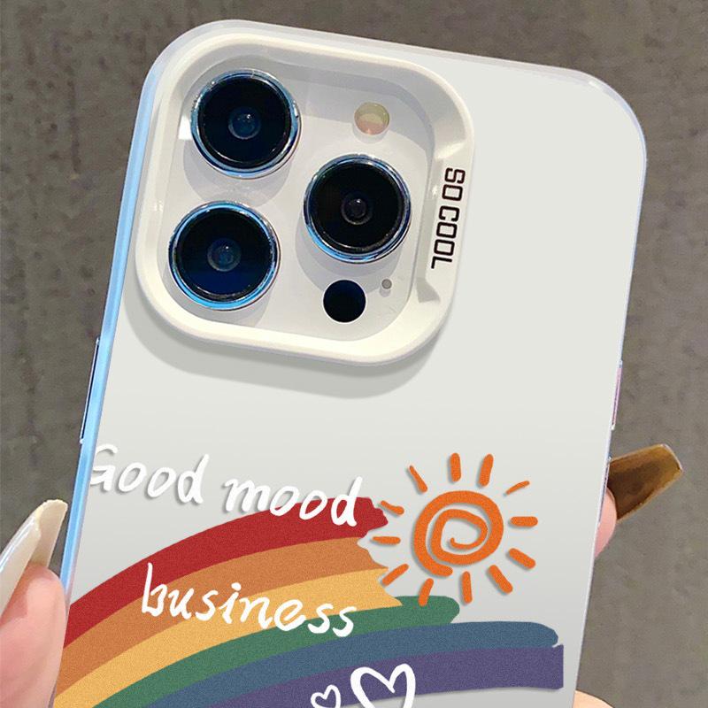 iPhone Case Rainbow Ins-Style for iPhone 13/14/15/16/17 Pro/Promax - Silver