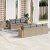 Vidaxl 8-Cz. Garden Furniture Set With Cushions, Beige, Poly Rattan