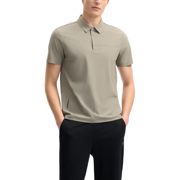 Fila White Fashionable Versatile Simple Solid Color Short Sleeve Polo Shirt Men Polo Shirts Gray-Brown F11M523123F-GY