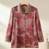 Floral Lapel Button-Up Loose Top for Middle-Aged and Elderly Women