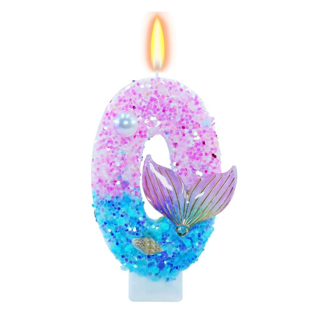 Number Shaped Birthday Candle 0-9 Glitter Design with Decorative Elements for Cake Decoration and Party Supplies Suitable for Baking Events