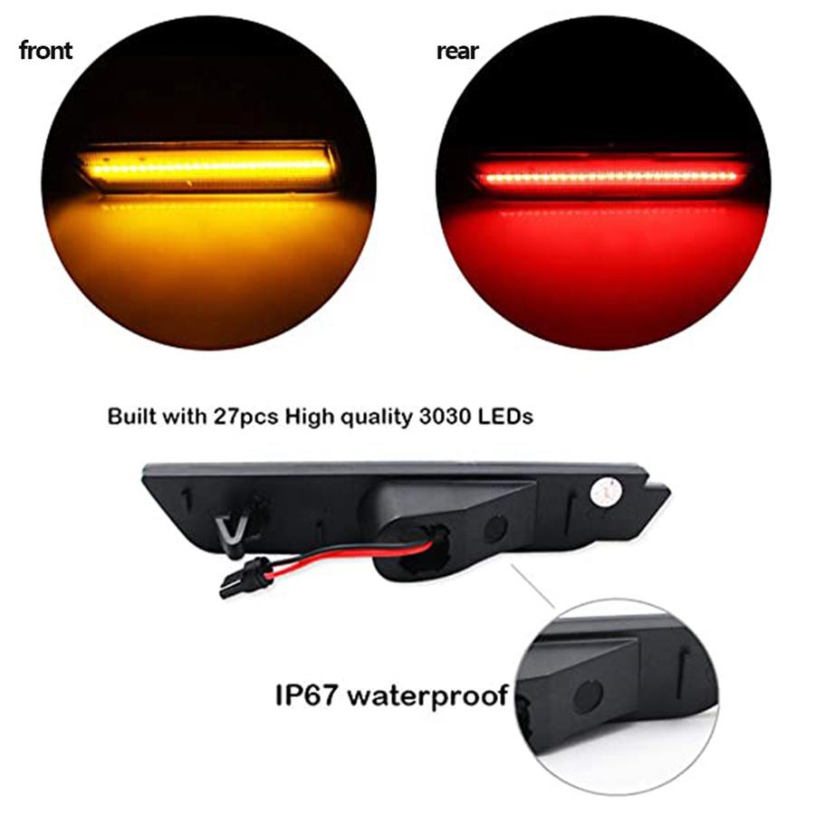 1Pair Car LED Side Marker Red-Light Rear Left Right For 2010-2015 Chevy Camaro