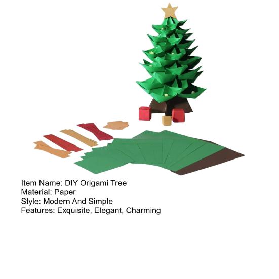 DIY Paper Christmas Tree Handmade Origami Tree Kit Fold 3D Christmas Paper Craft Set