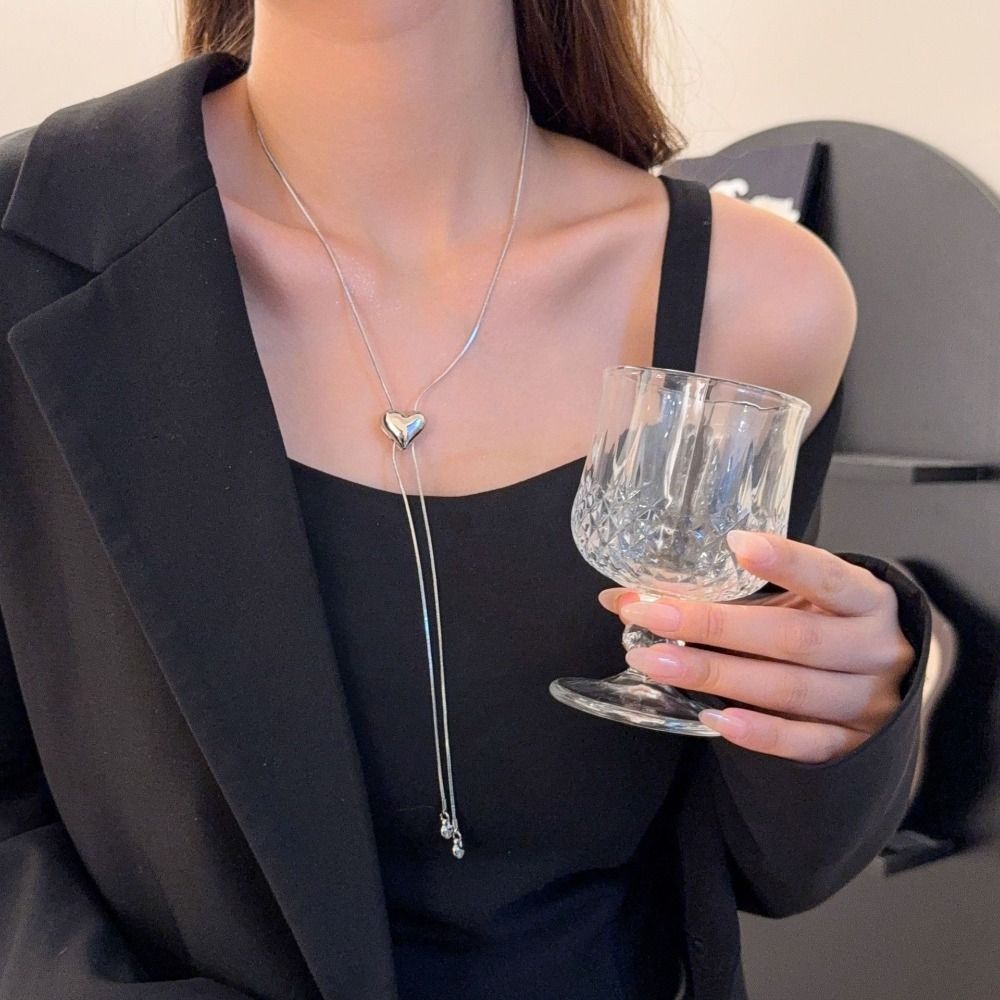 Gold Color Heart Chain Necklace Alloy Heart Pendant Necklace Bijoux Femme