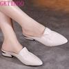 Fashion GKTINOO 2025 Summer Flats Lady Sandals Slippers Genuine Leather Slip On Pointed Women Mules Outdoor Slipper Shoes Woman Slides
