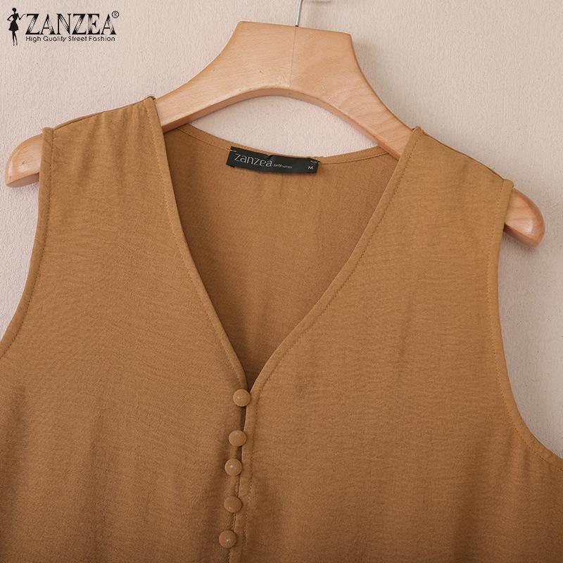 ZANZEA Women Summer V-Neck Casual Sleeveless Tank Tops