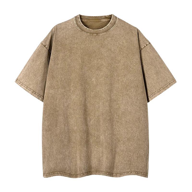 European & American 230g Distressed Loose T-Shirt, Drop Shoulder, High Street Trend, Short Sleeve.