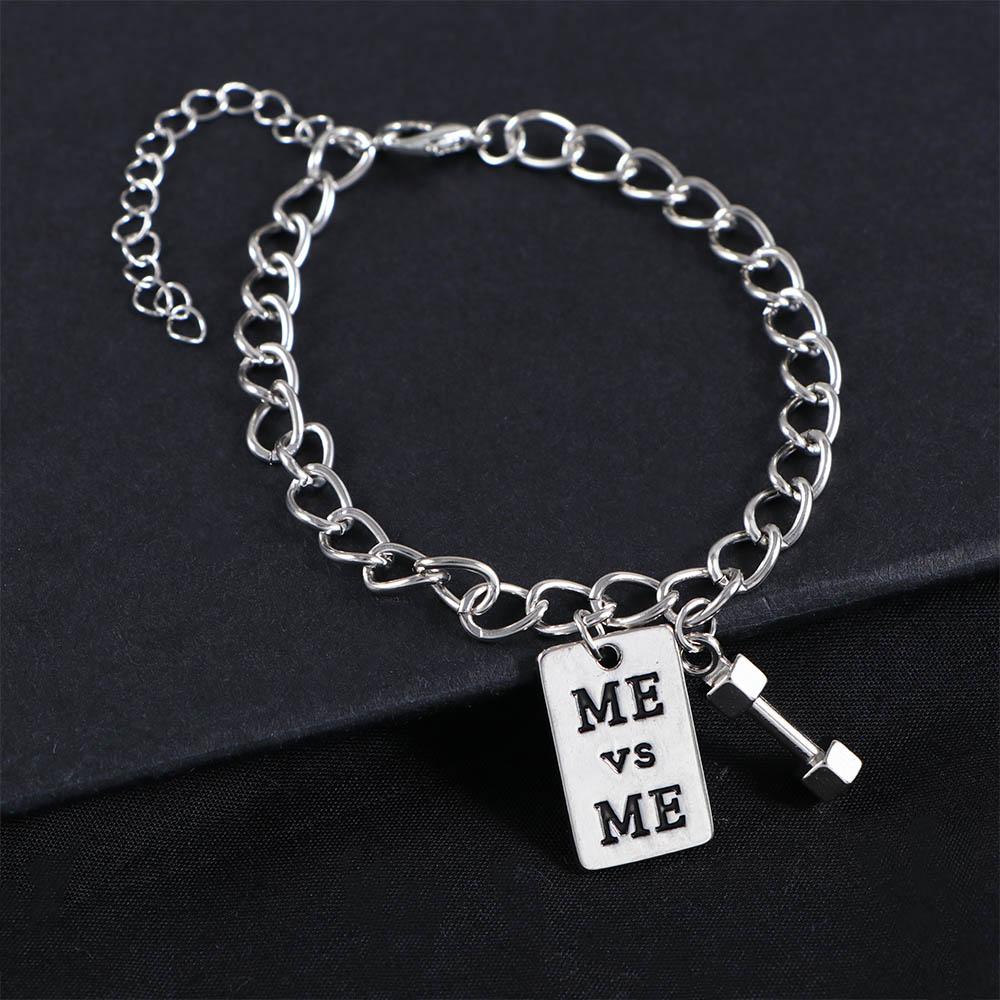 

Adjustable Jewelry Gift Aolly Men Women Couple Bracelets Hand Chain Dumbbell Bracelets Square Card
