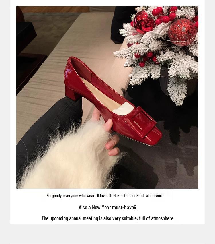 Grape Mom Studiolee~ Elegant Chunky Heel Square Toe Shoes for Spring