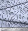 Soimoi Blue Japan Crepe Satin Fabric Tools Hardware Printed Fabric 1 metre 42 Inch
