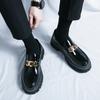 High-End Luxury Men's Leather Shoes Summer High-End Thick Bottom Fashion Bright Surface Slip-On Casual Loafers Leisure Shoes
