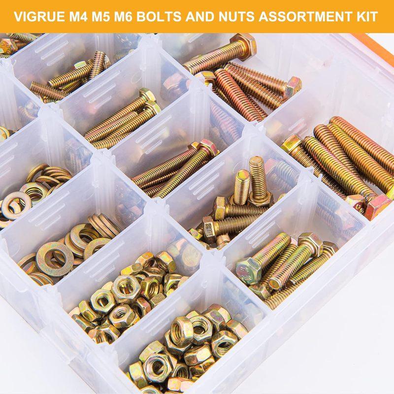 672 pieces of 8.8 grade M4, M5, M6 metric bolt and nut sets, heavy-duty hexagon head bolt and nut sets, including 13 metric size