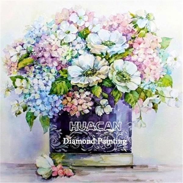 Huacan DIY Diamond Painting Square Flower New Diamond Embroidery 2019 Plant Crystal Mosaic