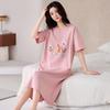 Women's Summer Pure Cotton Short-sleeved Pajamas with Chest Pads 1011 New Round Neck Sweet and Wearable Dress