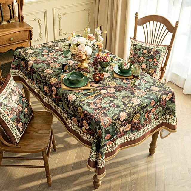 

Винтажный принт бархатный чехол для стола протектор обеденный кофейный столик скатерть прямоугольные кисточки ткань для вечеринки по случаю дня рождения украшение дома 110x170cm-Rectangle