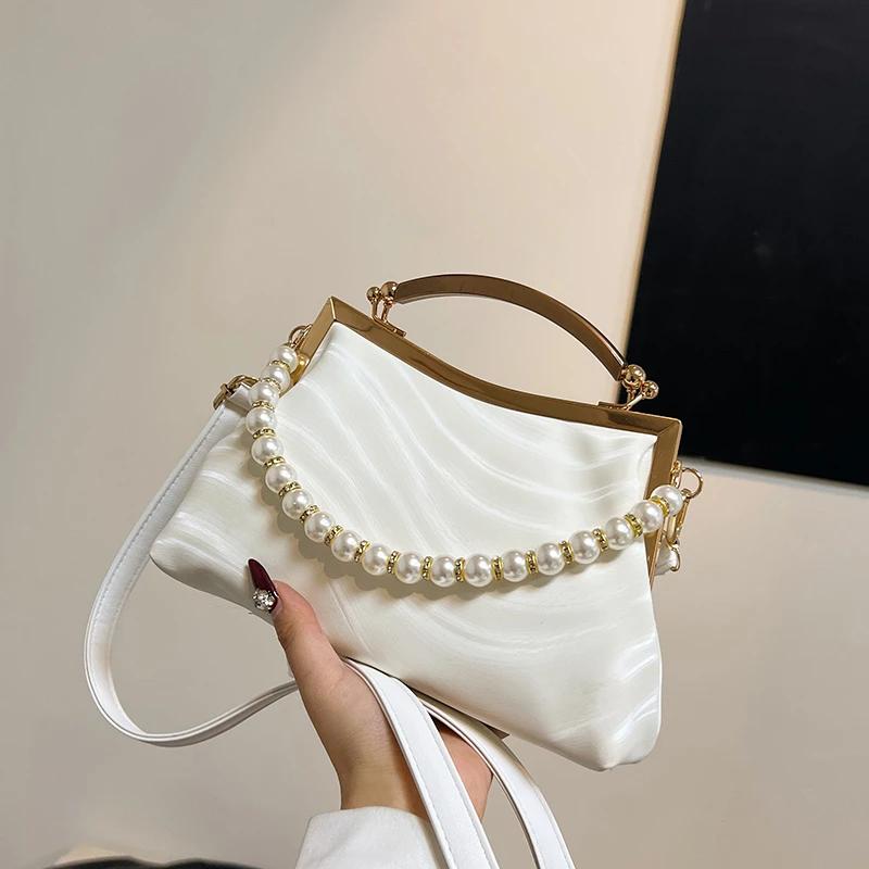 

Модные женские сумки через плечо, высококачественные женские сумки через плечо с жемчужными бусинами, новая простота